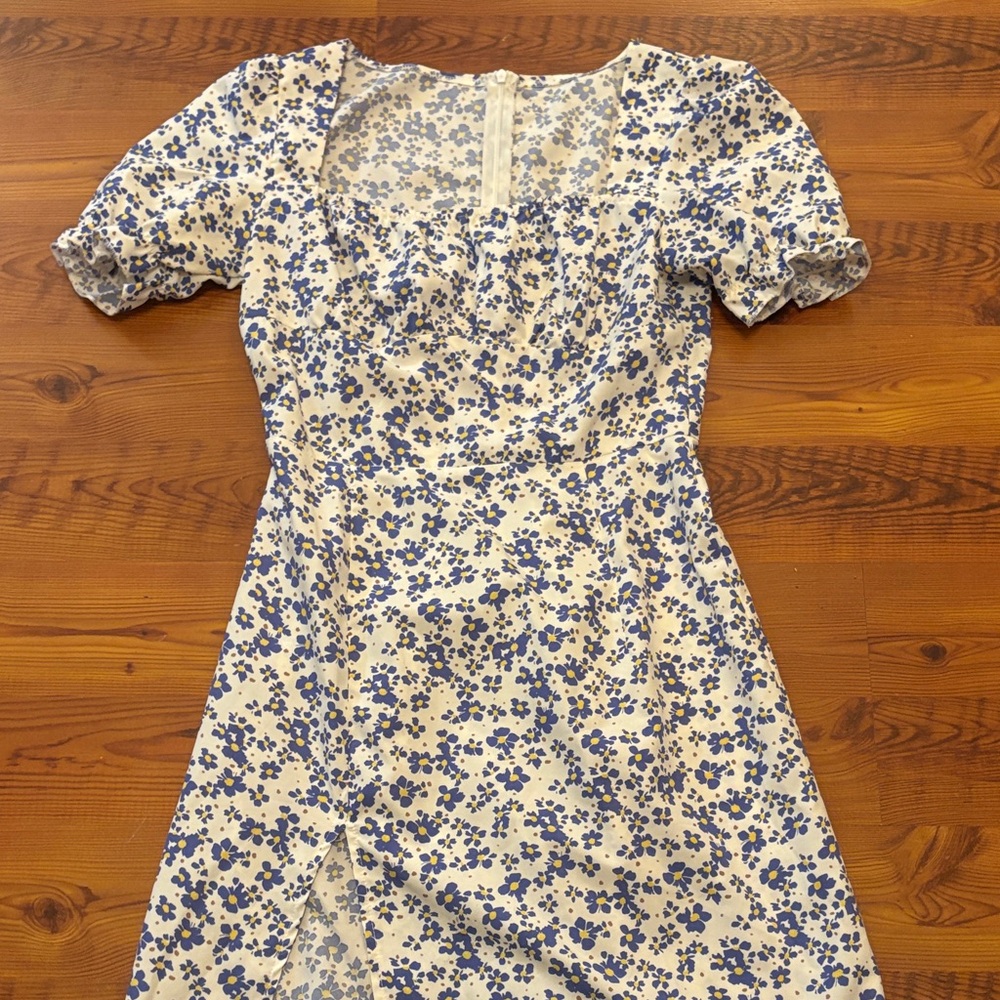 Floral Blue and White Dress